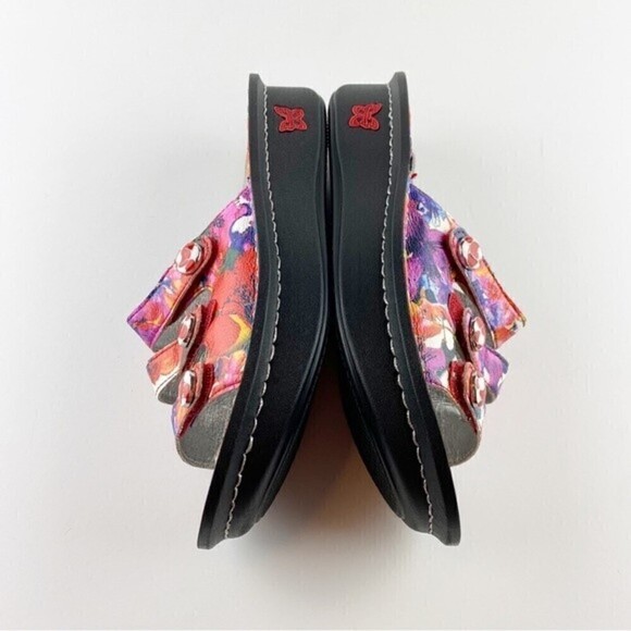 Alegria Fiona Iris Floral Leather Adjustable Straps Slip On Slide Sandals Size 8 - Picture 6 of 10